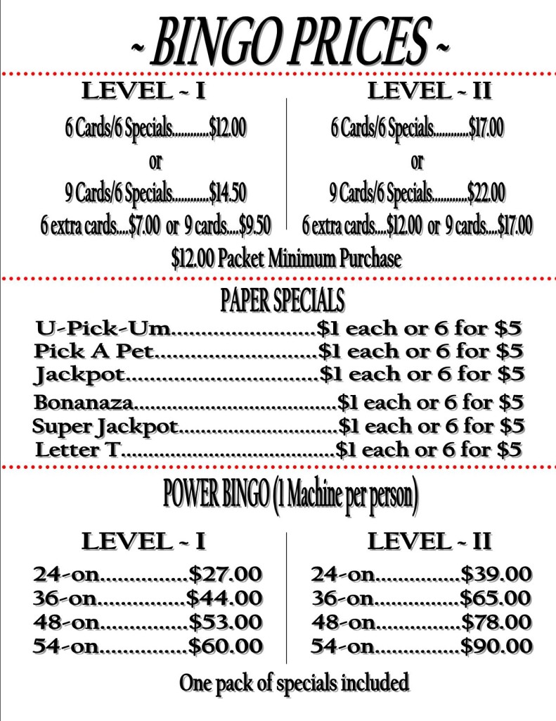 station casino bingo price